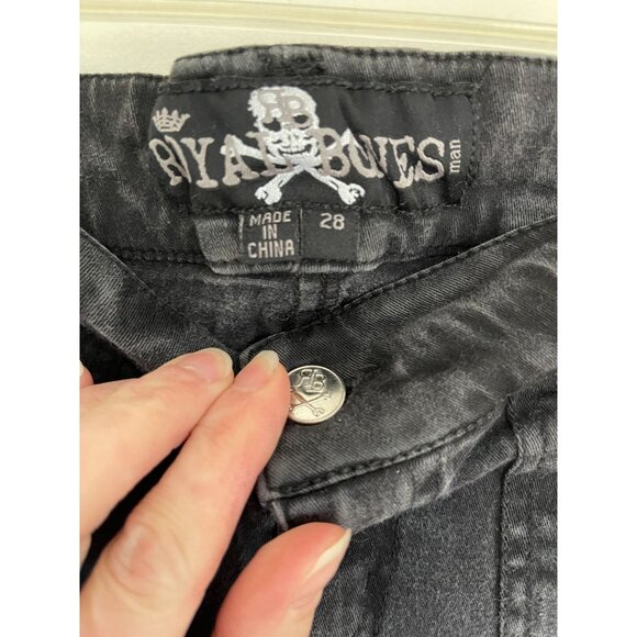 Vintage Y2K Royal Bones Distressed Zipper Skinny Leg Jeans Emo Goth Size 28 x 30 - Picture 5 of 7